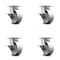 Service Caster 5 Inch Kingpinless Semi Steel Wheel Swivel Caster Set with Brakes SCC-KP30S520-SSR-SLB-4 - alternate 1